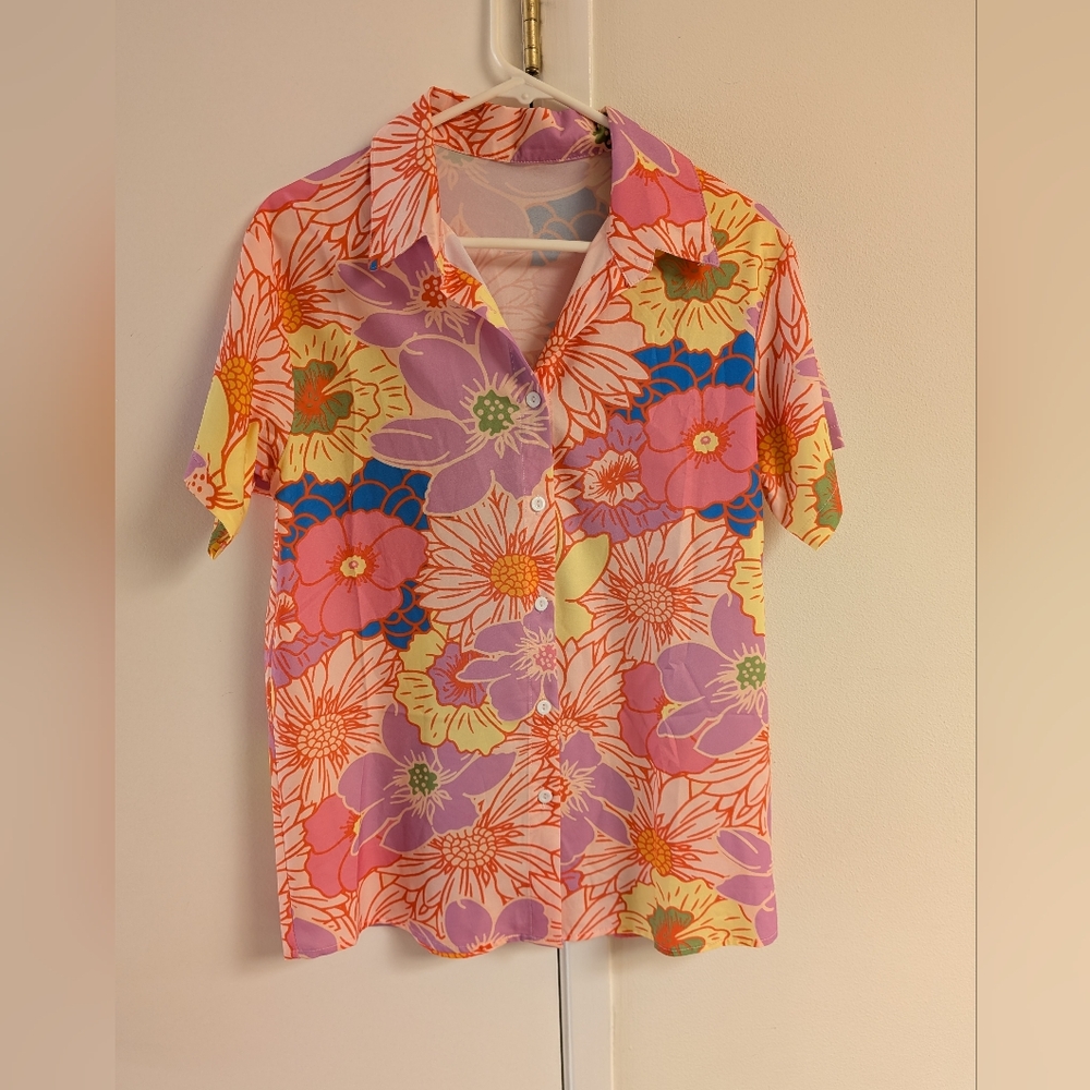 Floral Short Sleeve Button-Up Shirt